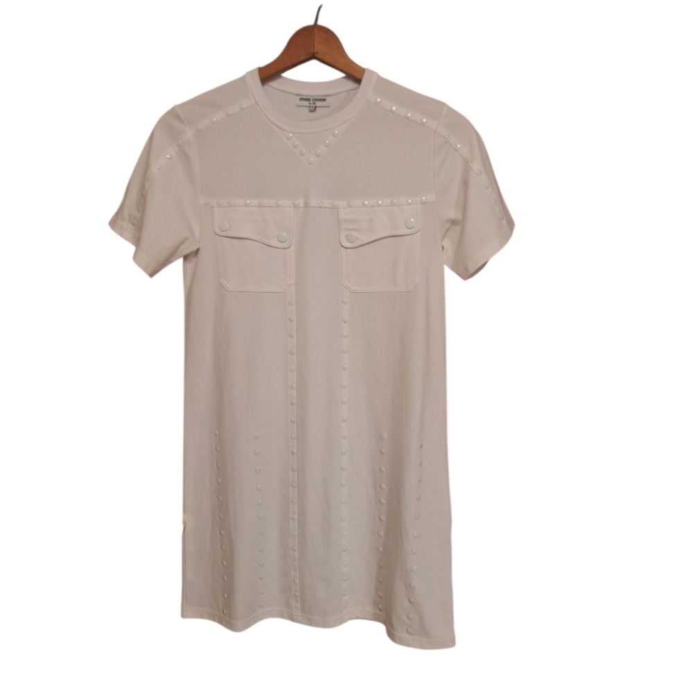Opening Ceremony Rivet Trim Utilitarian Dress White Short Sleeves Ladies Small